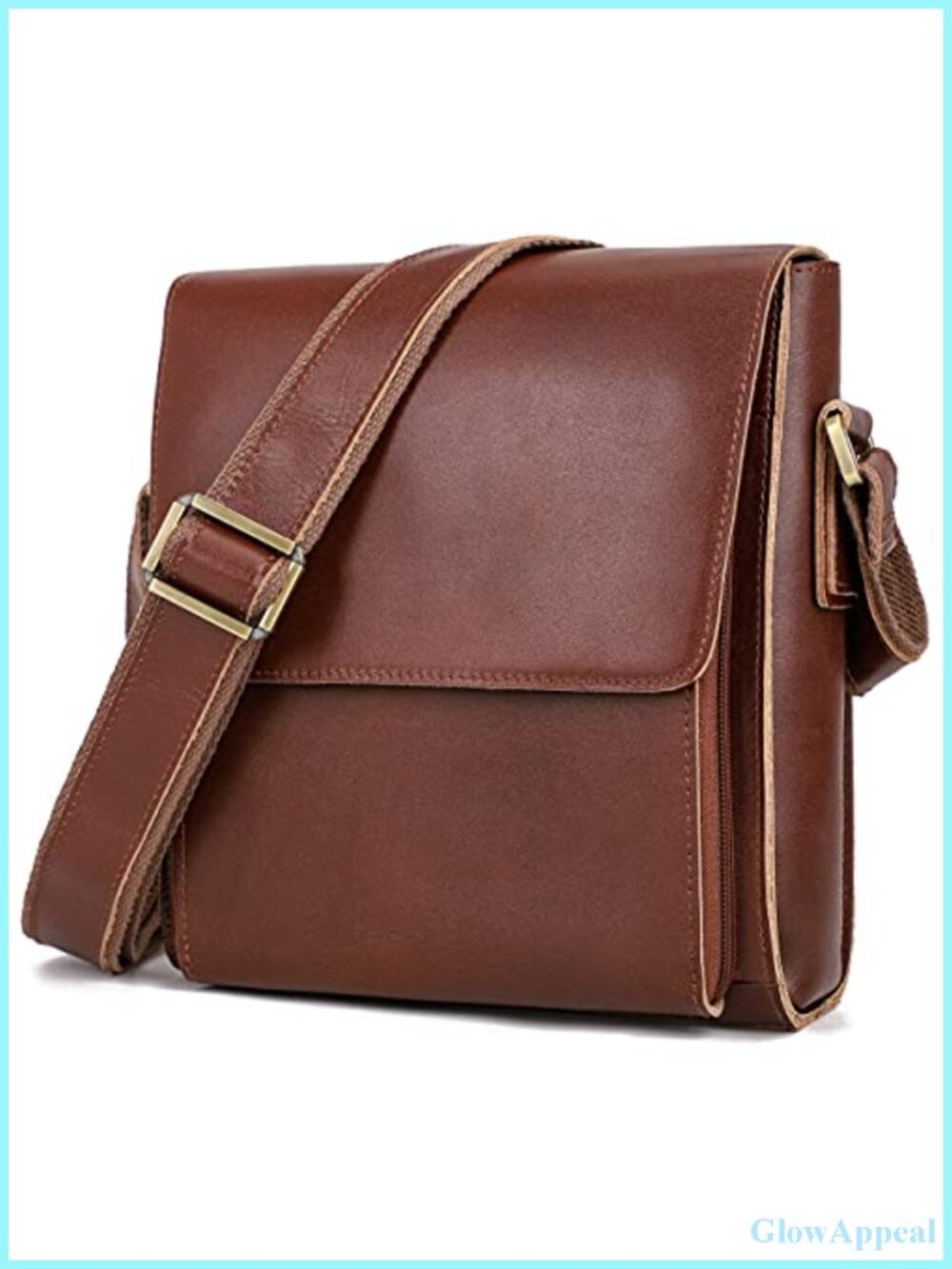 Genuine Cowhide Leather Crossbody Messenger Bag Work Travel Fits 9.7 iPad